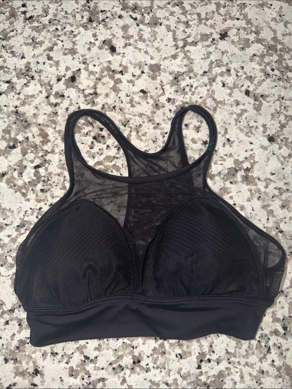 ALO Yoga Black Mesh Racerback Sports Bra with Logo